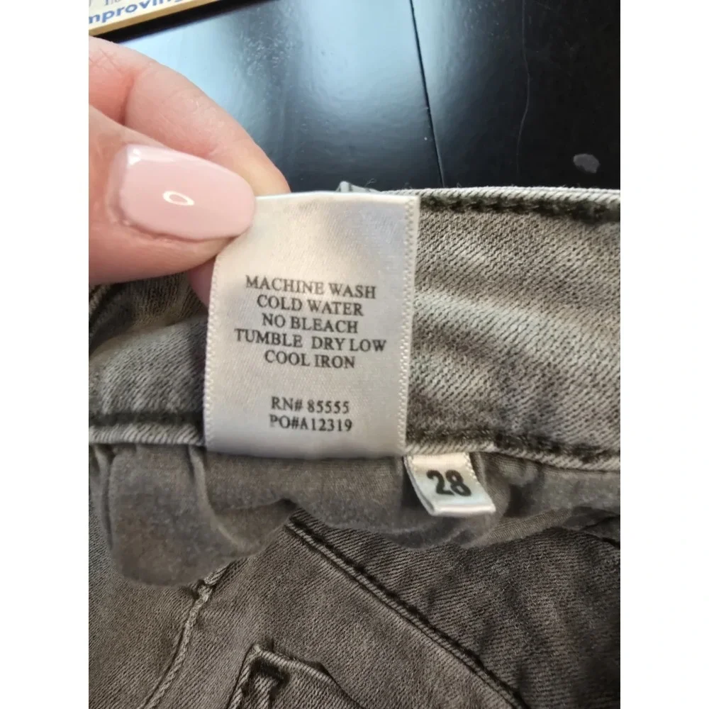 Pistola P6268 Moto Skinny Jeans Gray Size 28‎ Ribbed Knee Detail Stretch Denim